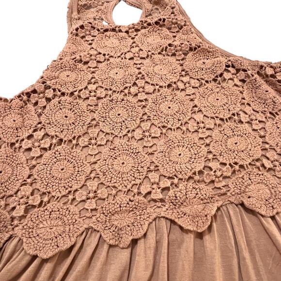 Doe & Rae MEDIUM Keyhole Back Crochet Lined Top Sheer Back Tunic Top Dress - Picture 9 of 12